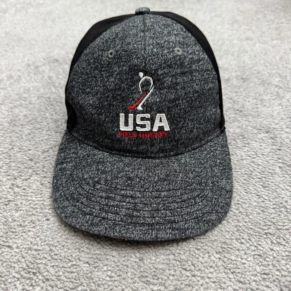Quake City USA Field Hockey Cap Hat Womens OSFA Gray Black Strapback Performance